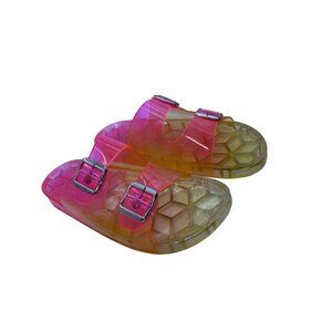 Cape Robbins Rainbow Clear Jelly Slides Sz 10